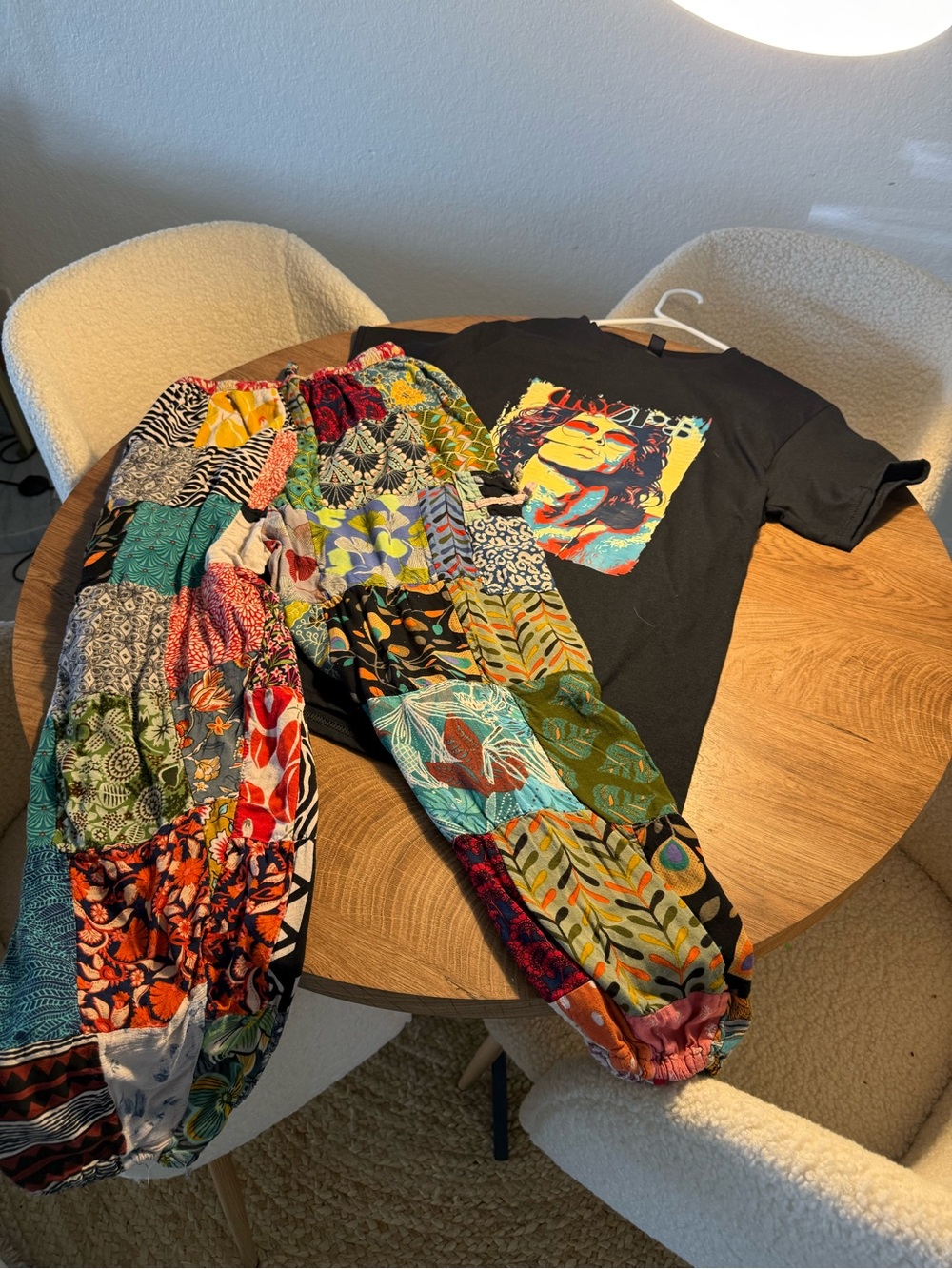 The Doors Graphic Tee with Multicolor Patchwork Pants Set
